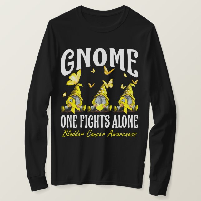 Gnome One Fights Alone Bladder Cancer Awareness T-Shirt (Design vorne)