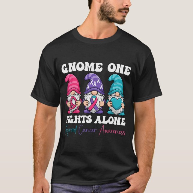 Gnome One Fights Alone - Christmas Thyroid Cancer  T-Shirt (Vorderseite)