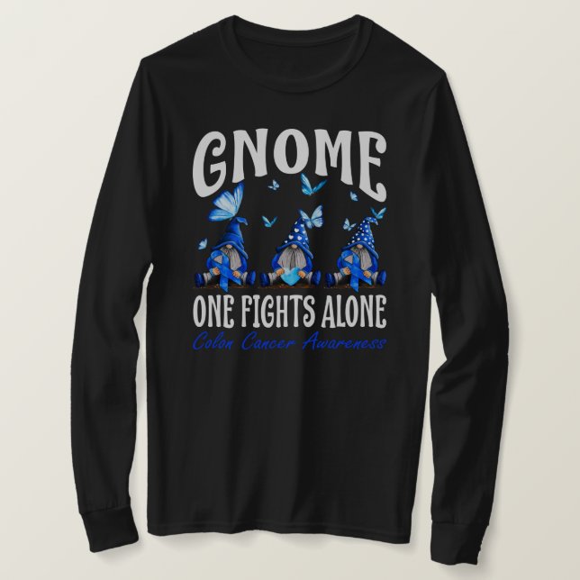 Gnome One Fights Alone Colon Cancer Awareness  T-Shirt (Design vorne)