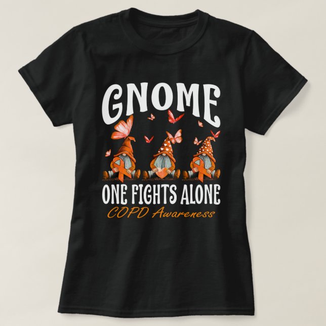 Gnome One Fights Alone COPD Awareness T-Shirt (Design vorne)