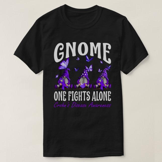 Gnome One Fights Alone Crohn's Disease Awareness T-Shirt (Design vorne)