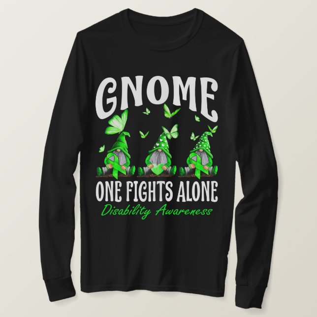 Gnome One Fights Alone Disability Awareness T-Shirt (Design vorne)