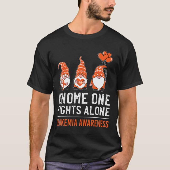 Gnome One Fights Alone Leukemia Cancer Awareness R T-Shirt (Vorderseite)
