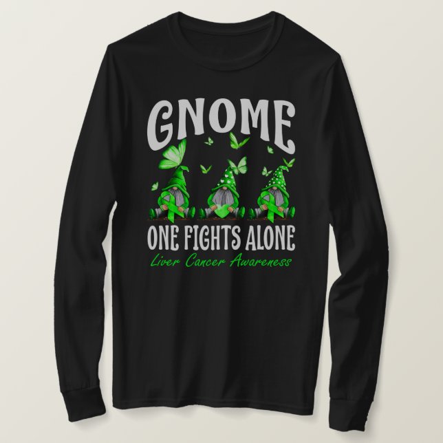 Gnome One Fights Alone Liver Cancer Awareness T-Shirt (Design vorne)