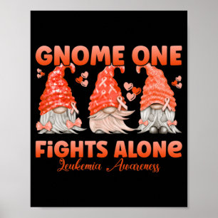 Gnome One Fights Alone Orange Leukemia Awareness Poster