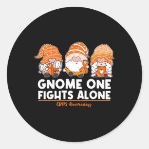 Gnome One Fights Alone Orange Ribbon Crps Auswaren Runder Aufkleber