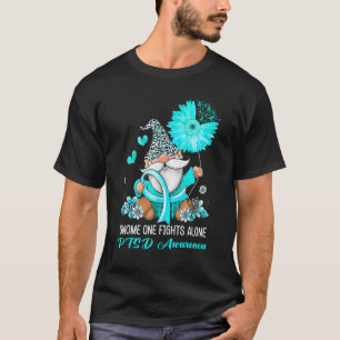 Gnome One Fights Alone Ribbon Ptsd Awareness T-Shirt
