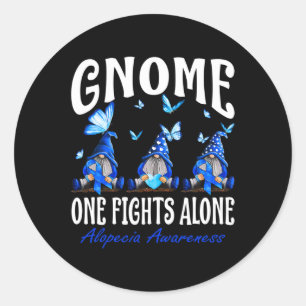 Gnome One kämpft allein Alopezie Bewusstsein 1 Runder Aufkleber