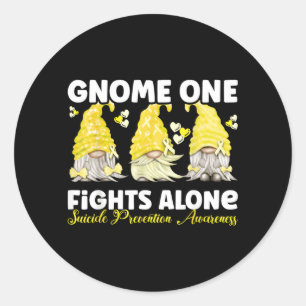 Gnome One kämpft allein Gelbe Präventionsaufklärun Runder Aufkleber