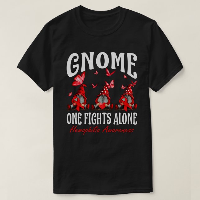 Gnome One kämpft allein Hämophilie Bewusstsein T-Shirt (Design vorne)