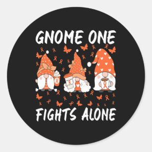 Gnome One kämpft allein Leukämie Bewusstsein Gnome Runder Aufkleber
