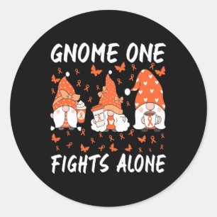 Gnome One kämpft allein Leukämie Bewusstsein Gnome Runder Aufkleber
