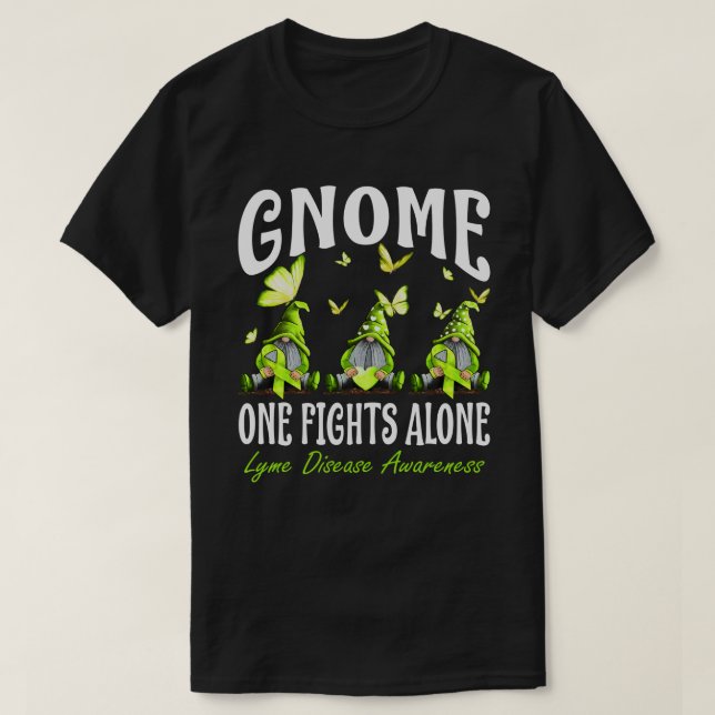Gnome One kämpft allein Lyme-Krankheit Bewusstsein T-Shirt (Design vorne)