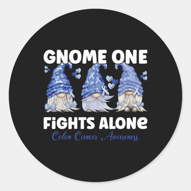 Gnome One kämpft allein mit dunklem blauen Colon K Runder Aufkleber (Vorderseite)