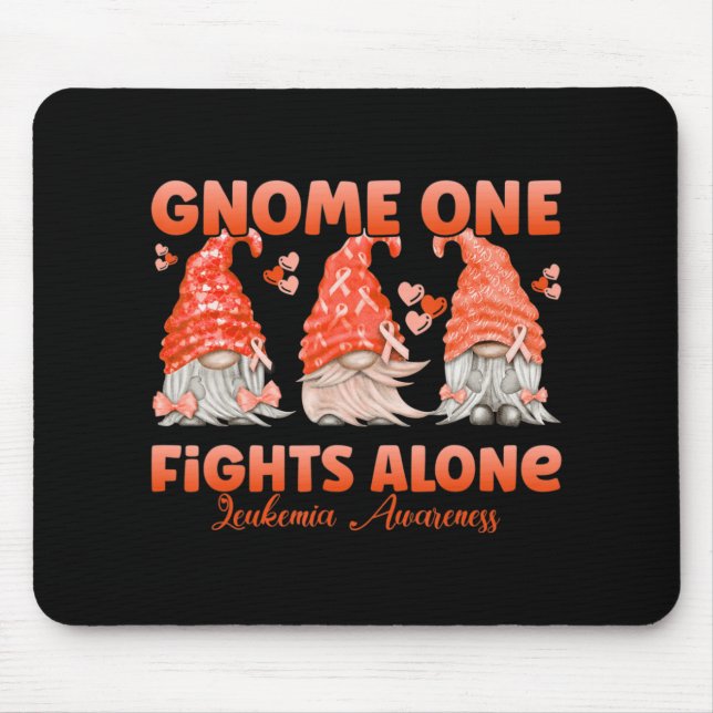 Gnome One kämpft allein Orange Leukämie Bewusstsei Mousepad (Vorne)