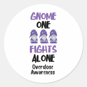 Gnome One kämpft allein Purple Ribbon Überdosis-Au Runder Aufkleber