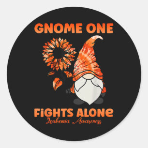 Gnome One kämpft allein um Orange Ribbon Leukämie Runder Aufkleber
