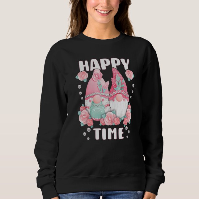 Gnome pair with roses pink garden gnomes with rose sweatshirt (Vorderseite)