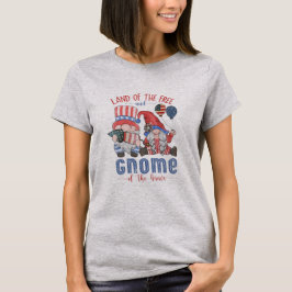 Gnome Patriotic Land der Freien Zuhause der Tapfer T-Shirt