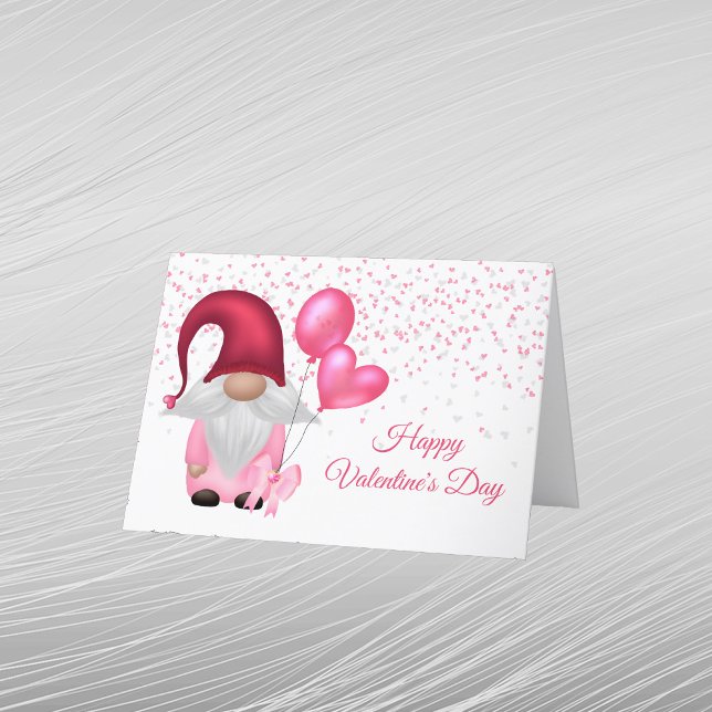 Gnome Pink Balloons Valentine Feiertagskarte (Von Creator hochgeladen)