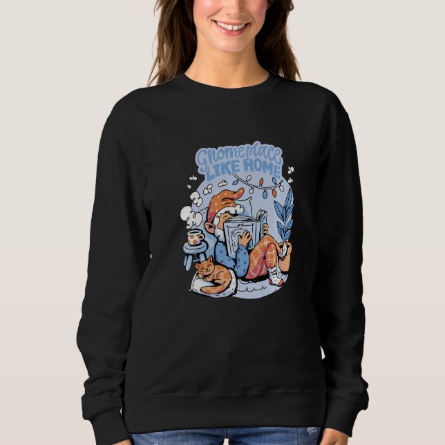 Gnome Place Zuhause Hot Cocoa Book Reader Graphic  Sweatshirt (Vorderseite)