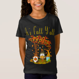 Gnome Pumpkin Es ist Herbst Y'alle Herbst Feuerhut T-Shirt
