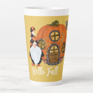 Gnome & Pumpkin House Fall Scene Milchtasse