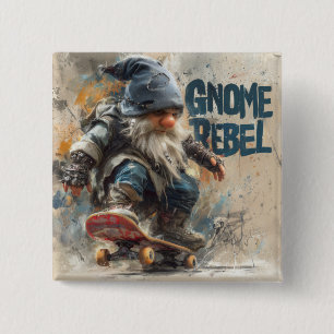 Gnome-Rebell Skateboarding-Grafik Button