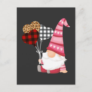 Gnome Red Black Leopard Balloon Valentinstag Postkarte