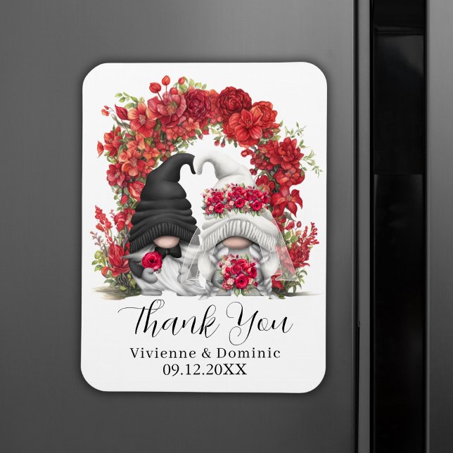 Gnome Red Blume Wedding Danke Magnet (Gnome Red Flowers Wedding Thank You Magnet
)