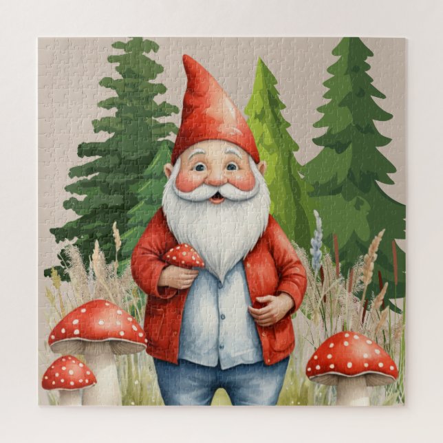 Gnome Red Mushrooms Puzzle (Vertikal)