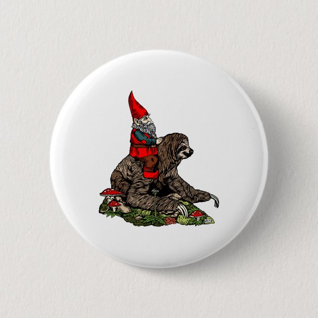 Gnome Riding a Sloth Button (Vorderseite)