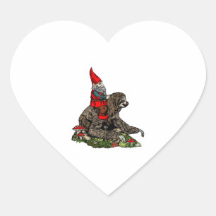 Gnome Riding a Sloth Herz-Aufkleber