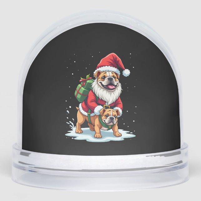 Gnome Riding English Bulldog Christmas Xmas Boys G Schneekugeln (Vorderseite)