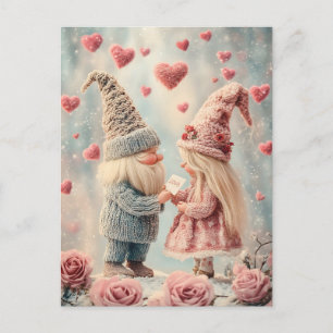 Gnome Romance: Valentine's Day Gnome Couple Postkarte