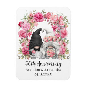 Gnome Rosa Blumenbogen 50. Hochzeitstag Magnet
