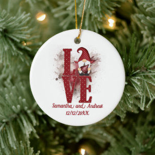 Gnome Rote Liebe Süßes Hochzeitsdatum Weihnachten Keramik Ornament