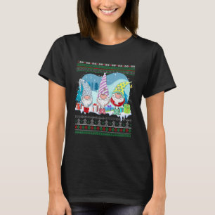 Gnome Santa Garten Weihnachtselfen Pyjama Familie T-Shirt