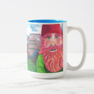 Gnome Selfie Zweifarbige Tasse