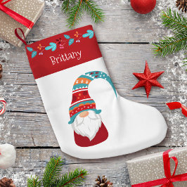 Gnome Simple Modern Leaathan Border Holiday Name N Kleiner Weihnachtsstrumpf