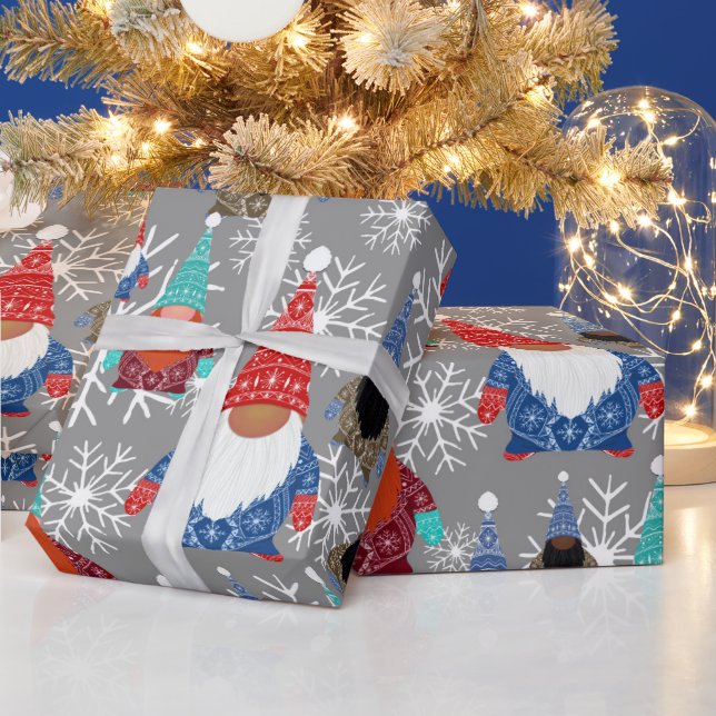 Gnome Snowflake Illustrationen Weihnachtsmuster Geschenkpapier (Feiertage)