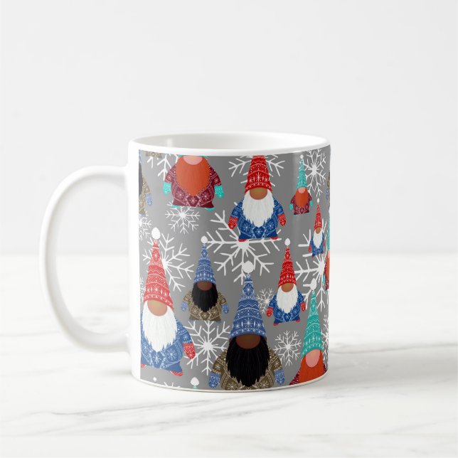 Gnome Snowflake Illustrationen Weihnachtsmuster Kaffeetasse (Links)