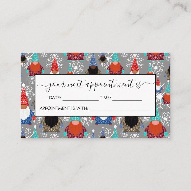Gnome Snowflake Illustrationen Weihnachtsmuster Terminkarte (Vorderseite)