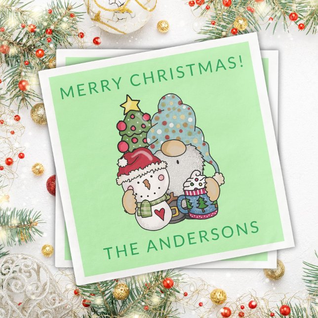 Gnome Snowman Weihnachts-Party Serviette (Von Creator hochgeladen)
