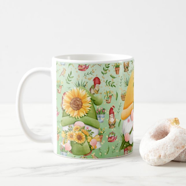 GNOME Sonnenblume, für Gnome-Fans, Kaffee Kaffeetasse (Mit Donut)