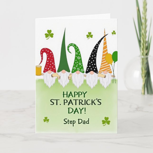 Gnome St Patricks Step Dad Glitter Card Karte (Vorderseite)