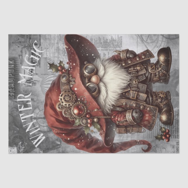 Gnome Steampunk Winter Weihnachten Seidenpapier (Vorderseite)