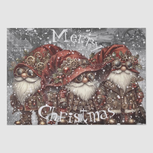 Gnome Steampunk Winterweihgabepapier Seidenpapier (Vorderseite)