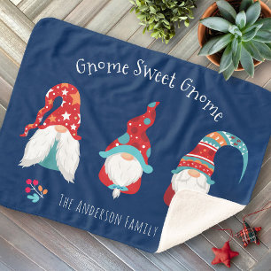 Gnome Sweet Gnome Niedlich Modern Holiday Elf Navy Sherpadecke