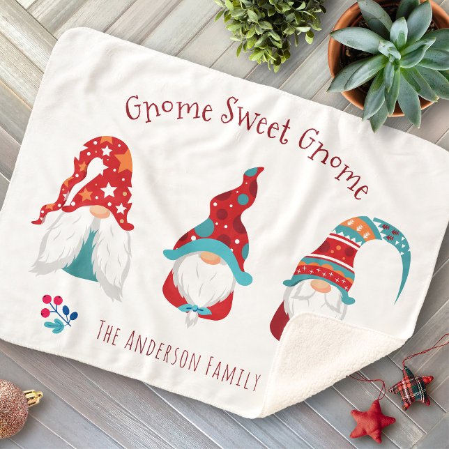 Gnome Sweet Gnome Niedlich Simple Holiday Elf Mode Sherpadecke (Von Creator hochgeladen)